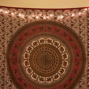 Indian Mandala Red Elephant Tapestry. Brand New!